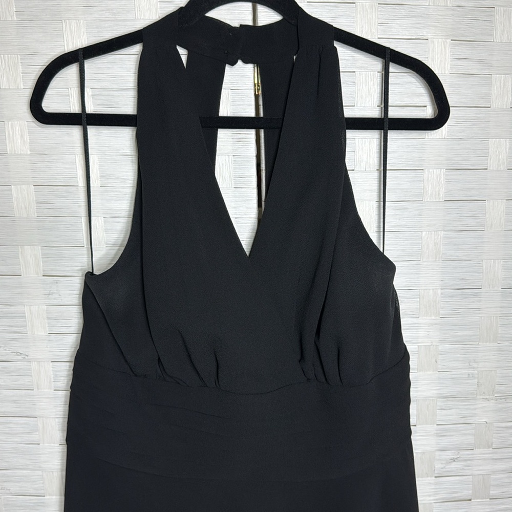 Scarlett Women’s Basic Black Halter Y2K Waist Pleating Swing Dress Size 16W - Picture 2 of 12